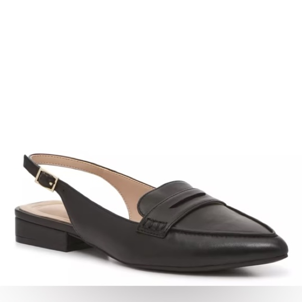 Kelly & Katie Copale Black Leather Slingback Loafers - Size 9